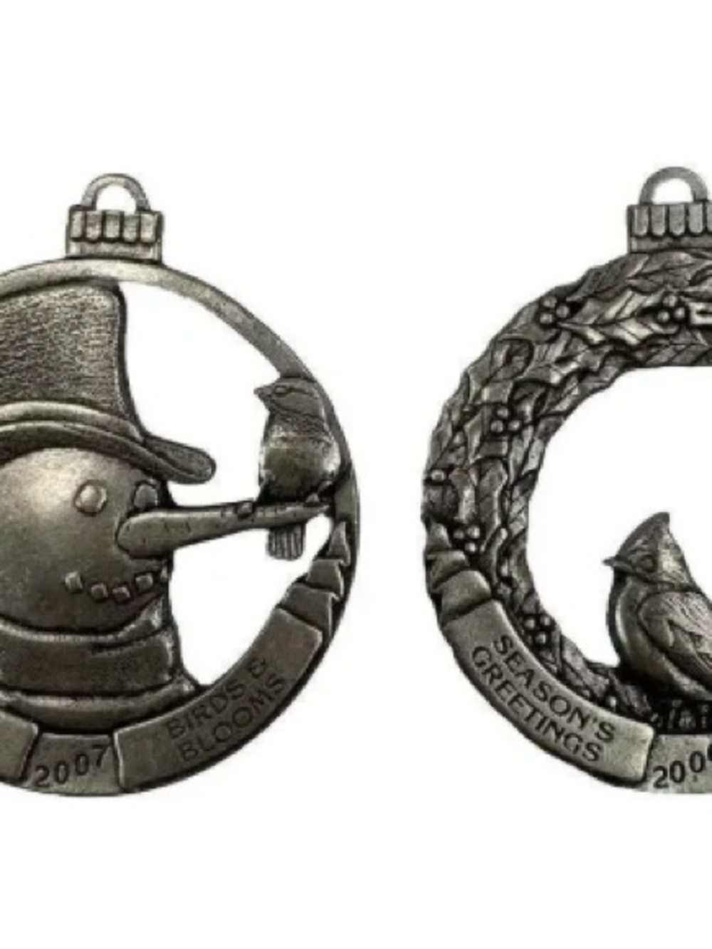 Silver Holiday Bird & Snowman Decorative Ornaments
